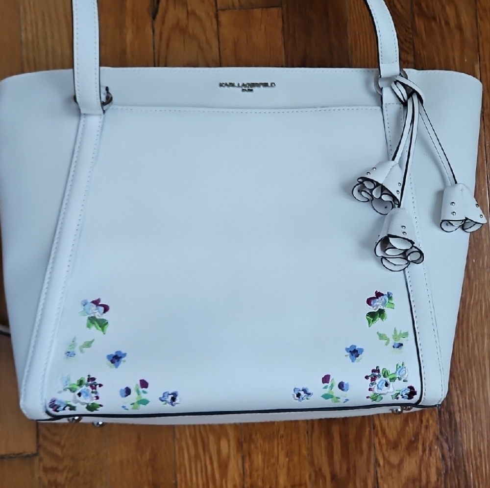 Karl Lagerfeld White Floral Shoulder Bag
